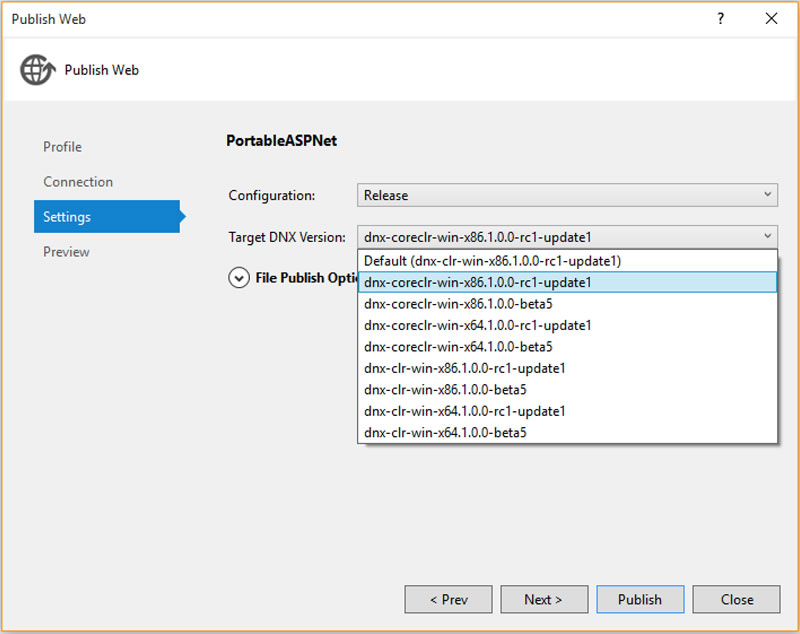 PublishDNXOptions
