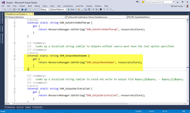 Visual Studio Output