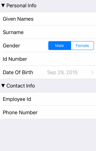 DataForm Collapsible Groups for iOS