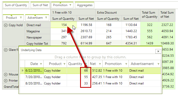 UI for WinForms RadPivotGrid drill down