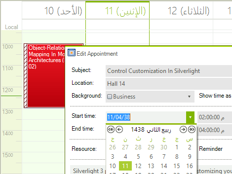 UI for WinForms RadScheduler arabic calendars support