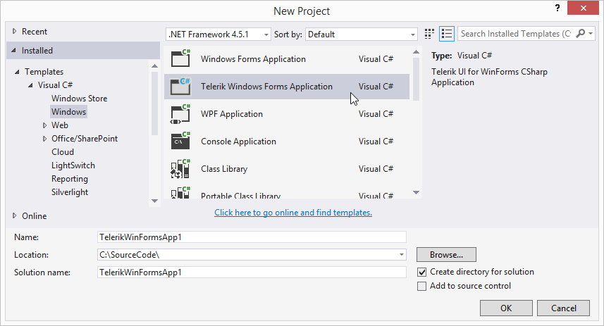 Visual Studio Create Project