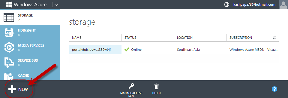 Windows Azure Management Portal
