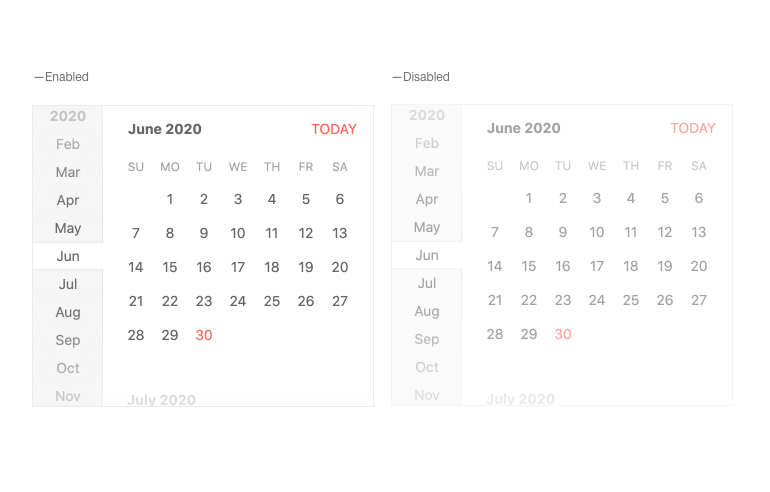 Kendo UI for Angular - Disabled Calendar