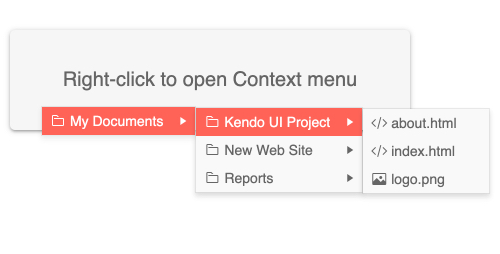 Kendo UI for Angular ContextMenu - Templates