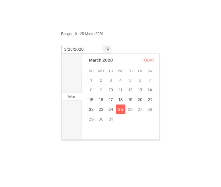 Kendo UI for Angular DatePicker - Date Ranges