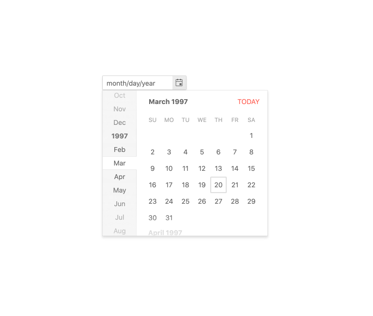 Kendo UI for Angular DatePicker - Focused Dates