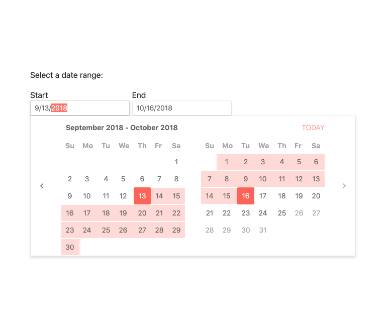Kendo UI for Angular DateRange - Date Ranges