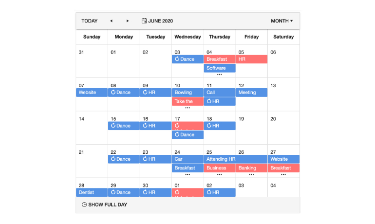 Kendo UI for Angular Scheduler - Events