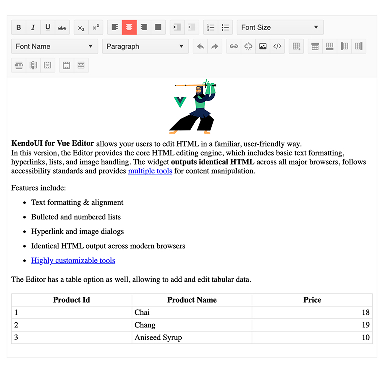 Vue Rich Text Editor Component Kendo Ui For Vue Vue Rich Text Editor Component Kendo Ui For Vue