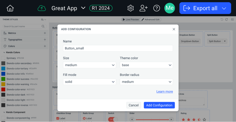 Styling Component Appearance Options in ThemeBuilder