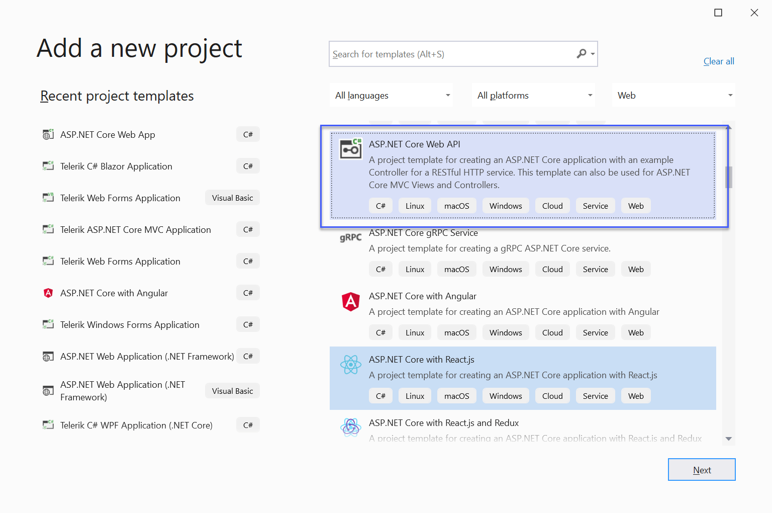 Figure 01 - Create Empty ASP.NET Core WebApi Project