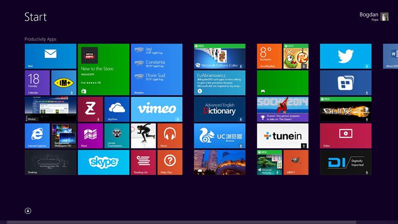 Windows 8 Metro UI has a start menu with tiles.