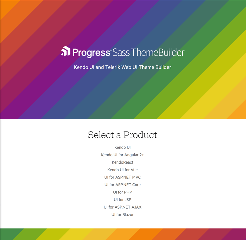 Progress Sass Web UI ThemeBuilder page.