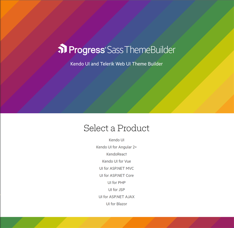 Progress Sass Web UI ThemeBuilder page.