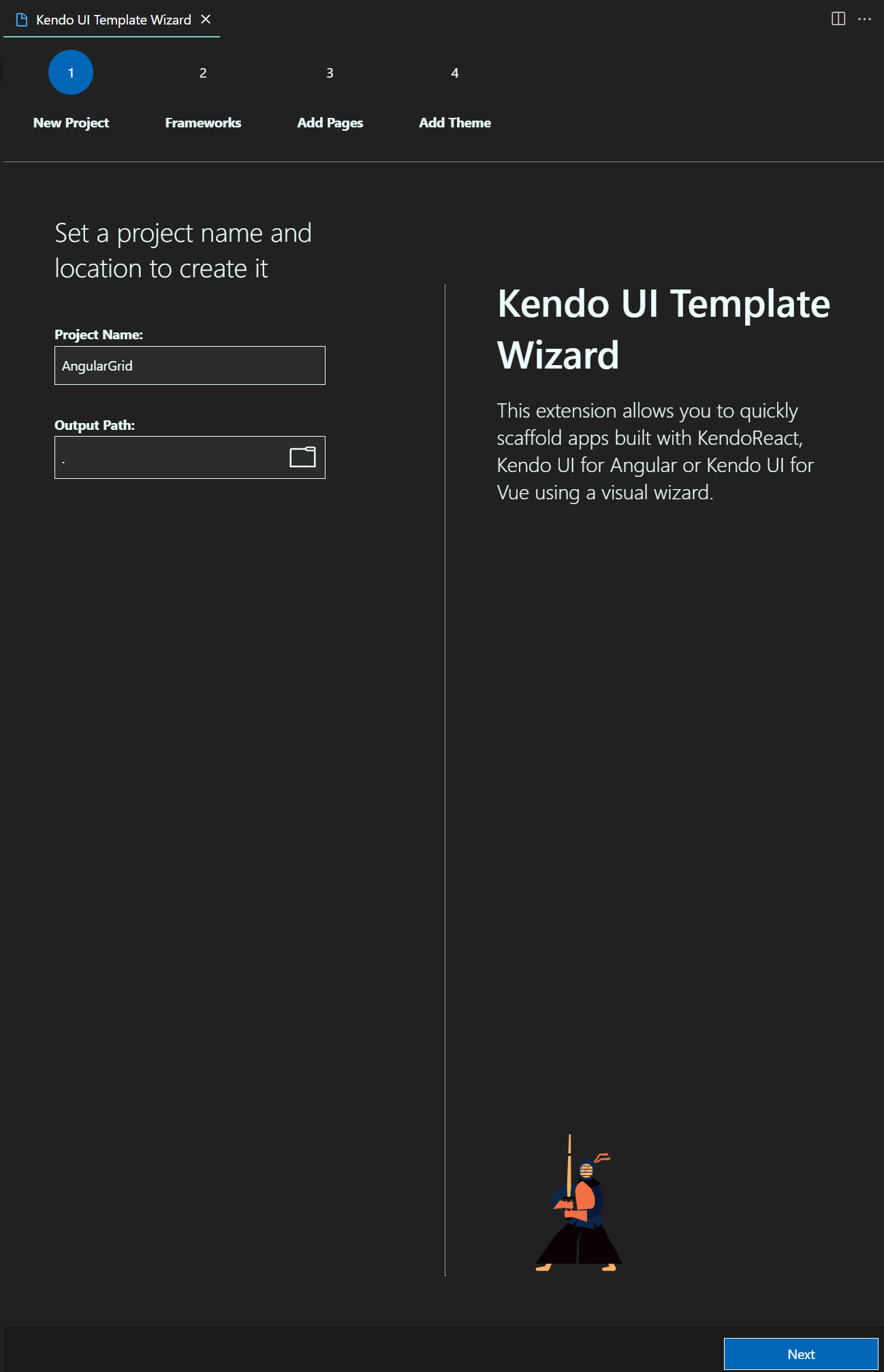 Figure 5 - Name the Project and Select Output