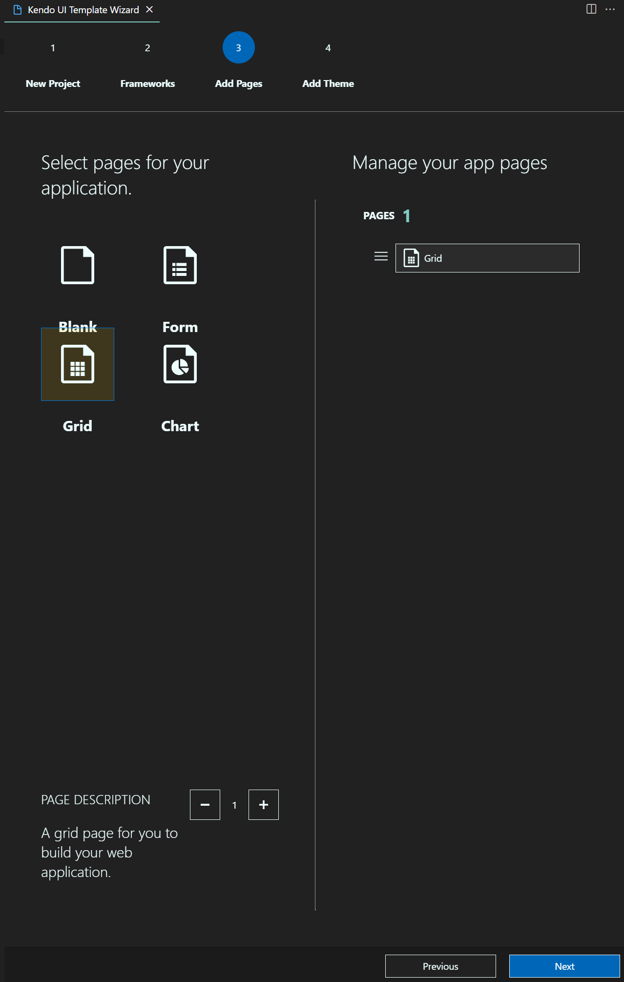 Figure 7 - Add Angular Grid Page