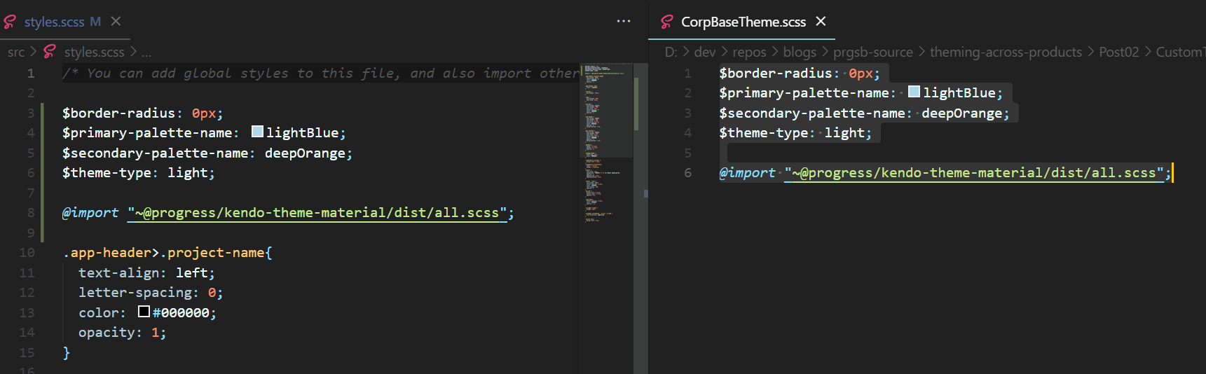 Figure 9 - Add Custom Theme to Angular Application