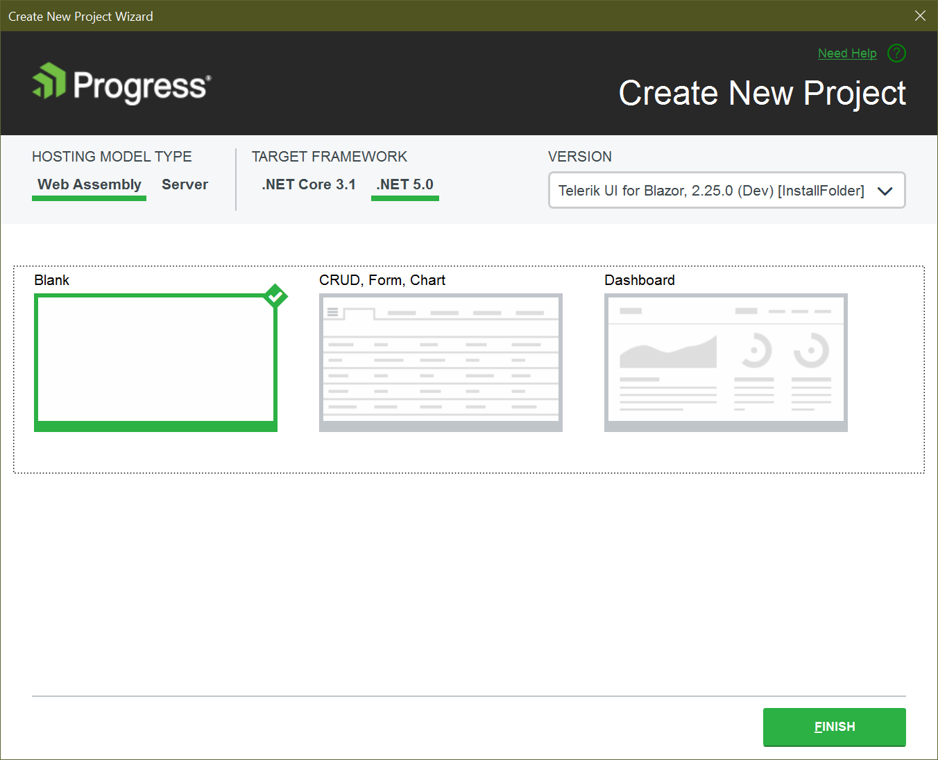 Figure 14 - Select .NET 5.0 and Blazor WASM