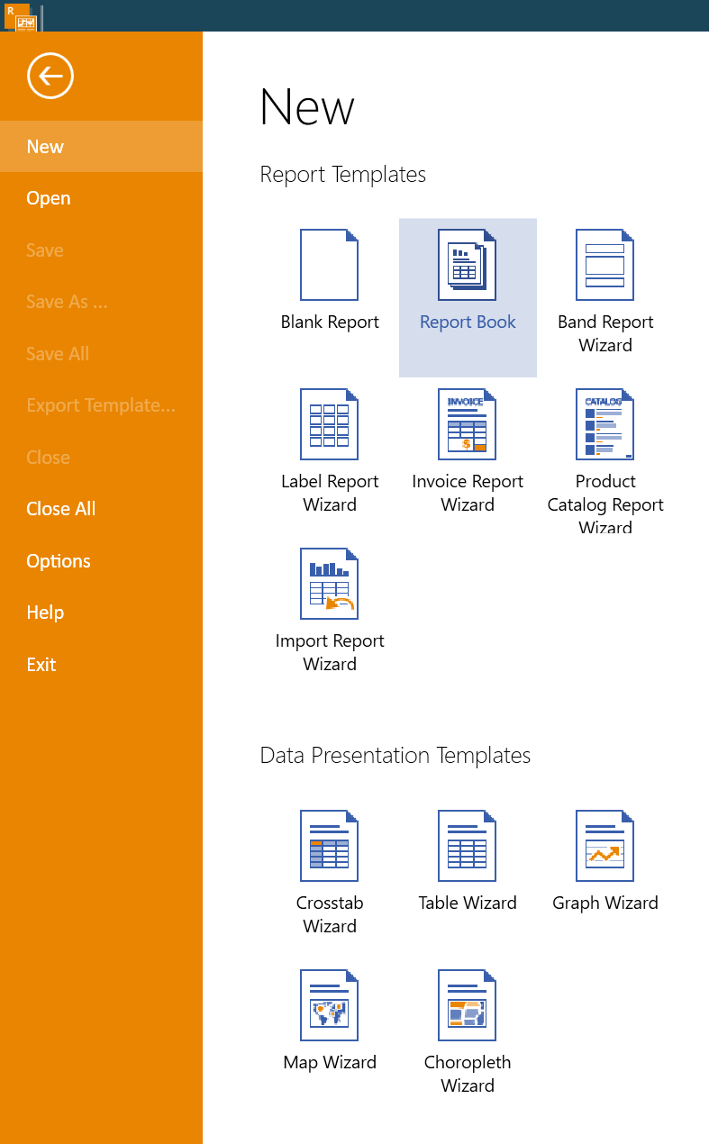 Standalone Report Designer Report Wizards