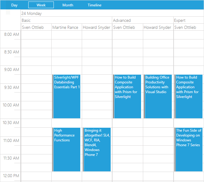 Telerik UI for WPF - RadSchedule View - hierarchical resource grouping