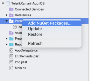 Add telerik nuget for iOS project