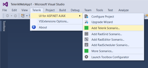 Add Telerik Scenarios