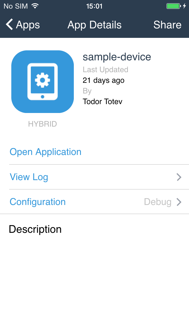 App Details view