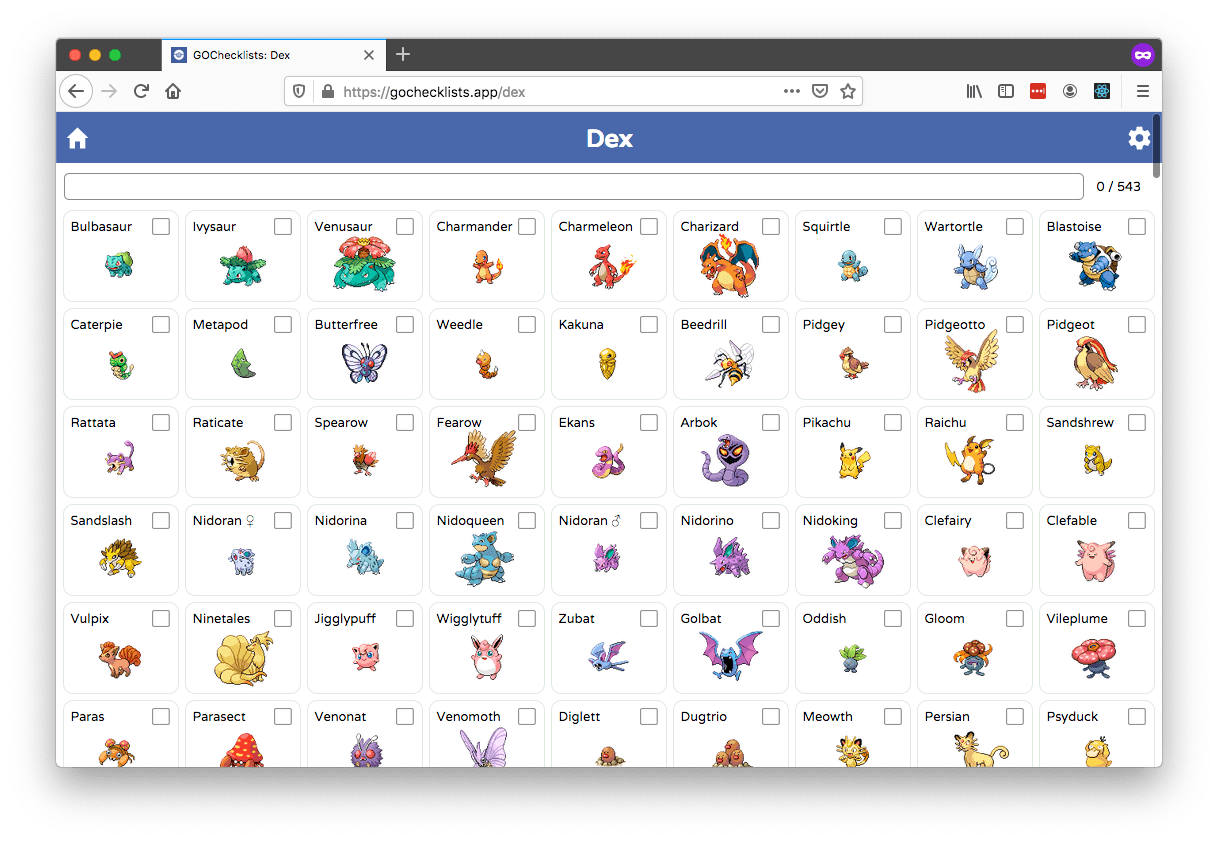 app A browser showing the GOChecklists app