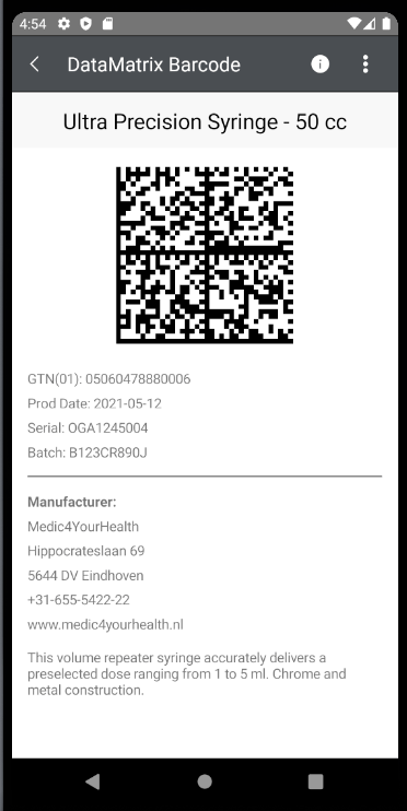 Telerik UI for Xamarin DataMatrix Barcode