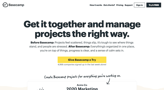 Basecamp Home Page