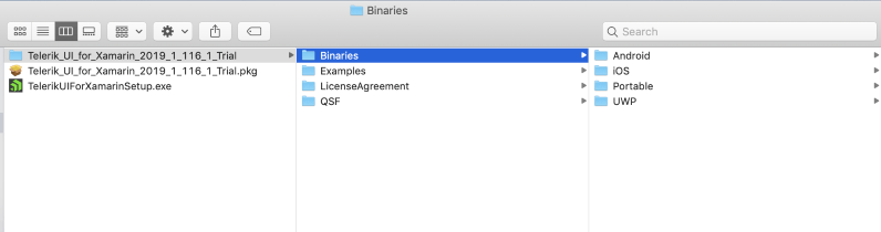 Telerik UI for Xamarin Binaries iOS