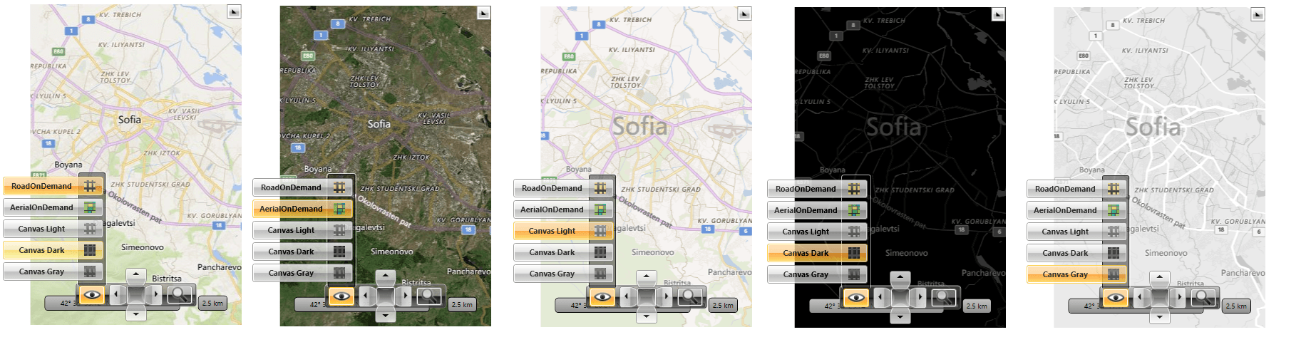 Telerik UI for WPF - Map - Modes Large Image