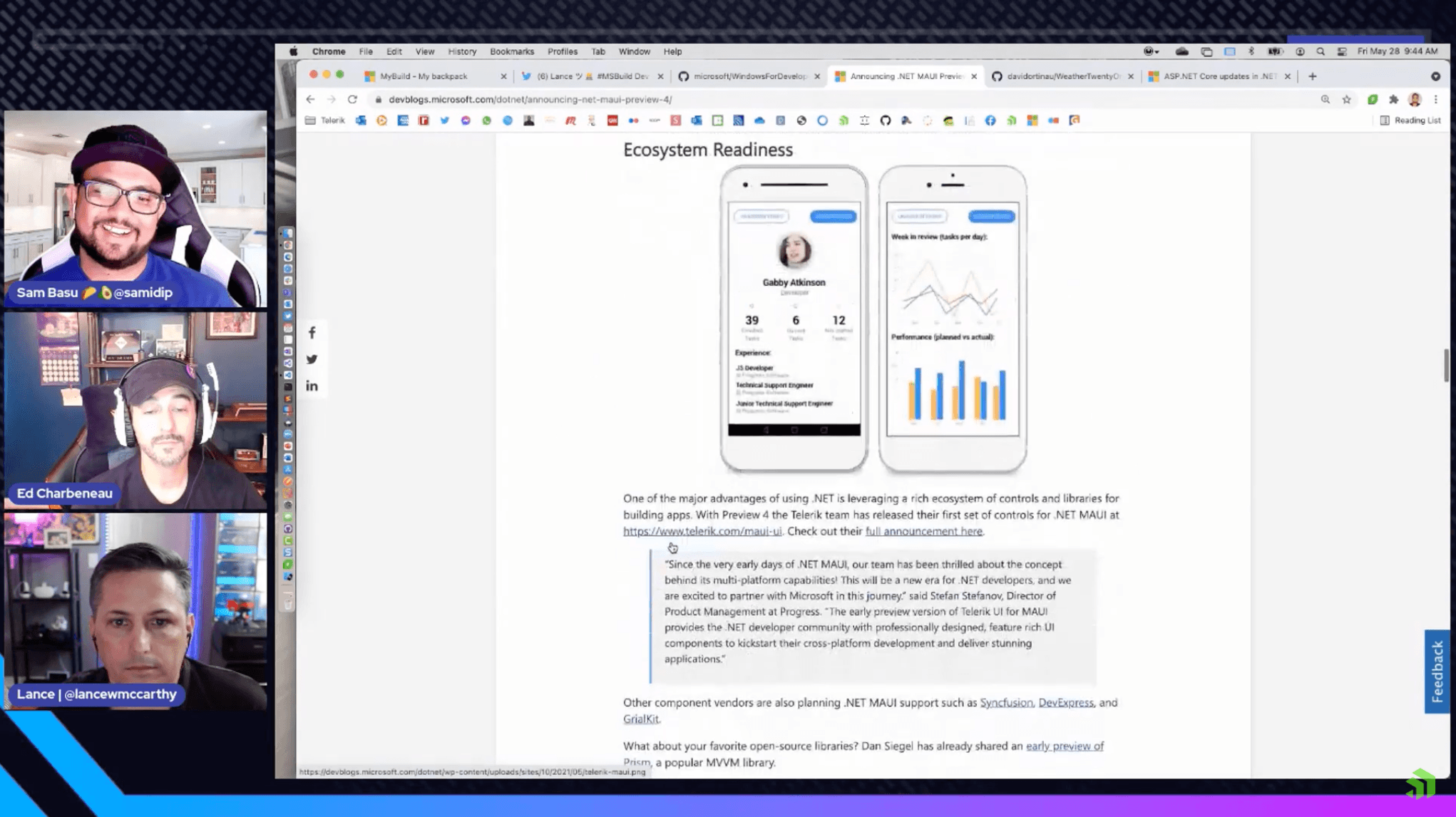 Screencap of Build Recap video with Same Basu, Ed Charbeneau and Lance McCarthy