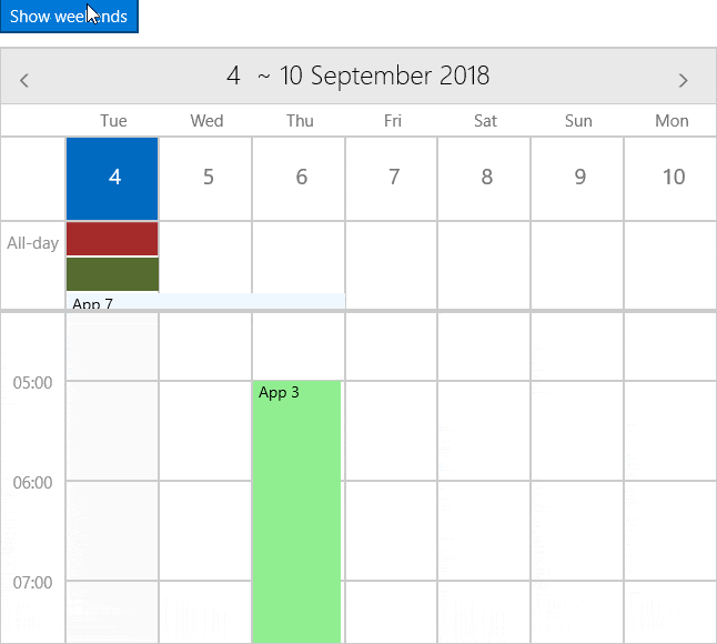 CalendarWeekendsVisible CalendarWeekendsVisible