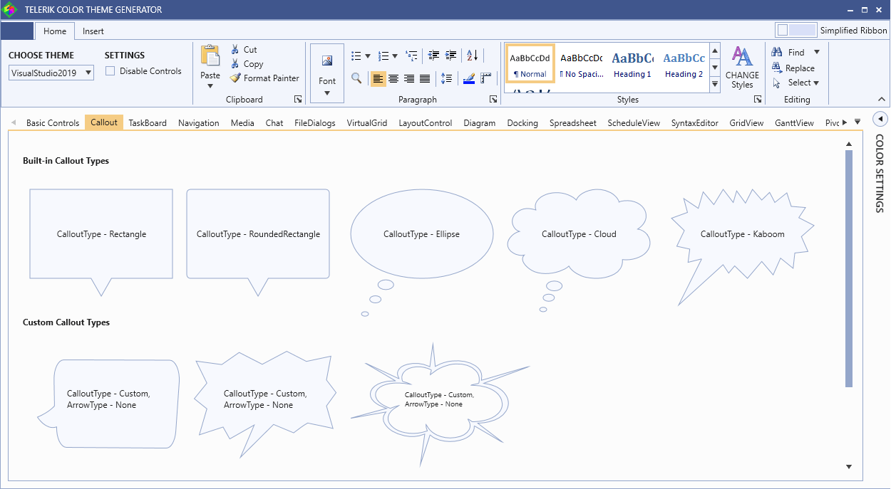 Callout Shapes (ColorThemeGenerator)