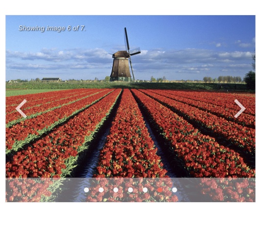 Telerik UI for Blazor Carousel Component, arrows on either side, showing image 6 of 7
