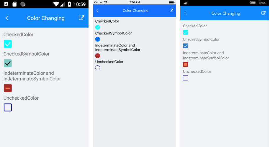 Telerik UI for Xamarin - Checkbox Control - Customization Image