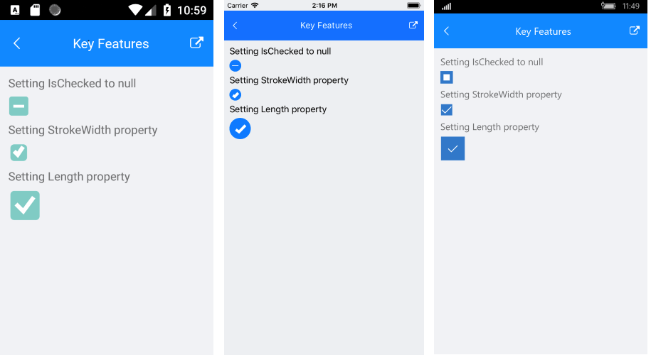 Telerik UI for Xamarin - Checkbox Control - Features Image