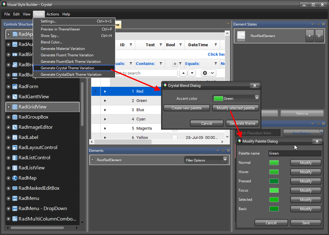 crystal themes blending