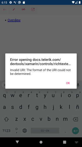 custom error message invalid url