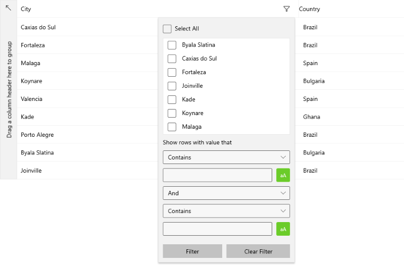 DataGrid-Filtering