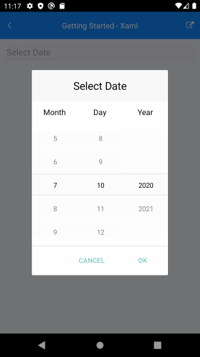 date picker date range