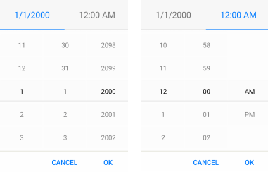 default look date and time picker for xamarin