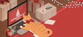 cat typing on computer coding up a christmas storm