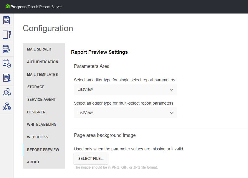 Defining the editors type in Telerik Report Server