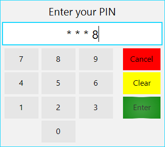 PIN enter form