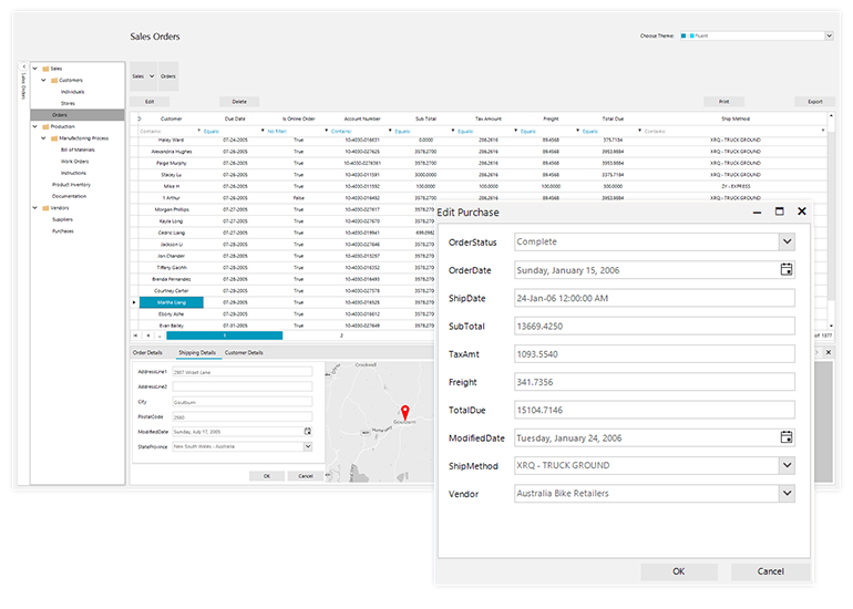 Telerik UI for WinForms - ERP Demo App Image Large