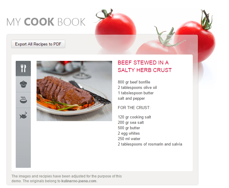 export pdf cookbook export pdf cookbook