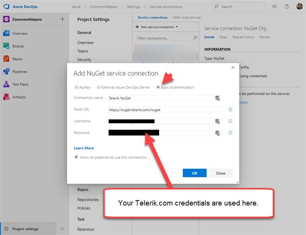 Add NuGet service connection information Add NuGet service connection information